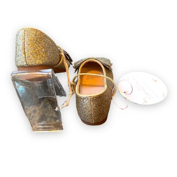 SweetHoney gold glitter ballet‎ flat big bow size 5 - Picture 5 of 7